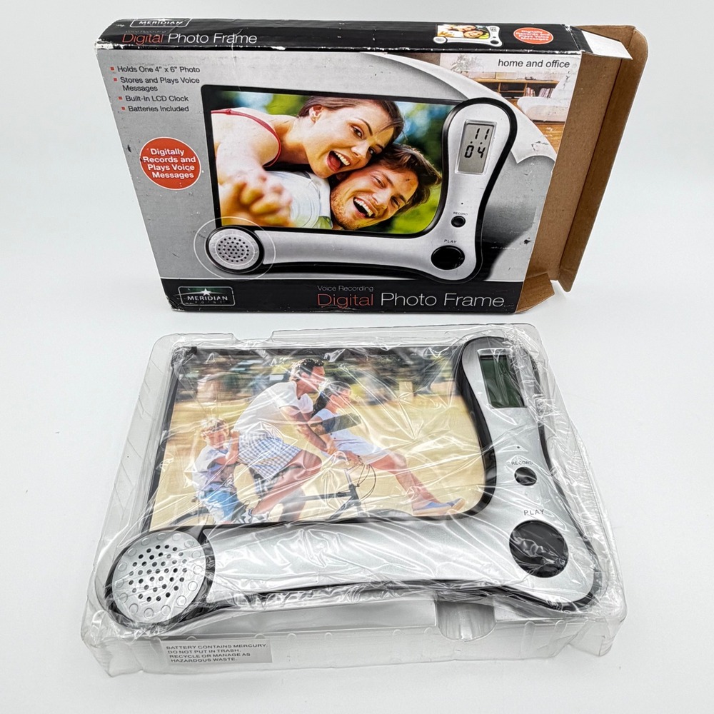 Meridian Point Voice Recording Digital Photo Frame VRF-12/2137 Silver 4x6‎ Clock